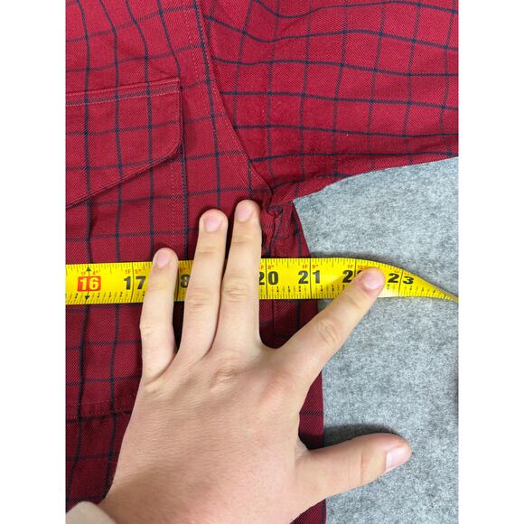 VINTAGE 90s Filson Button Up Shirt Mens Small Red Grid Check Work Western Retro - Picture 2 of 6